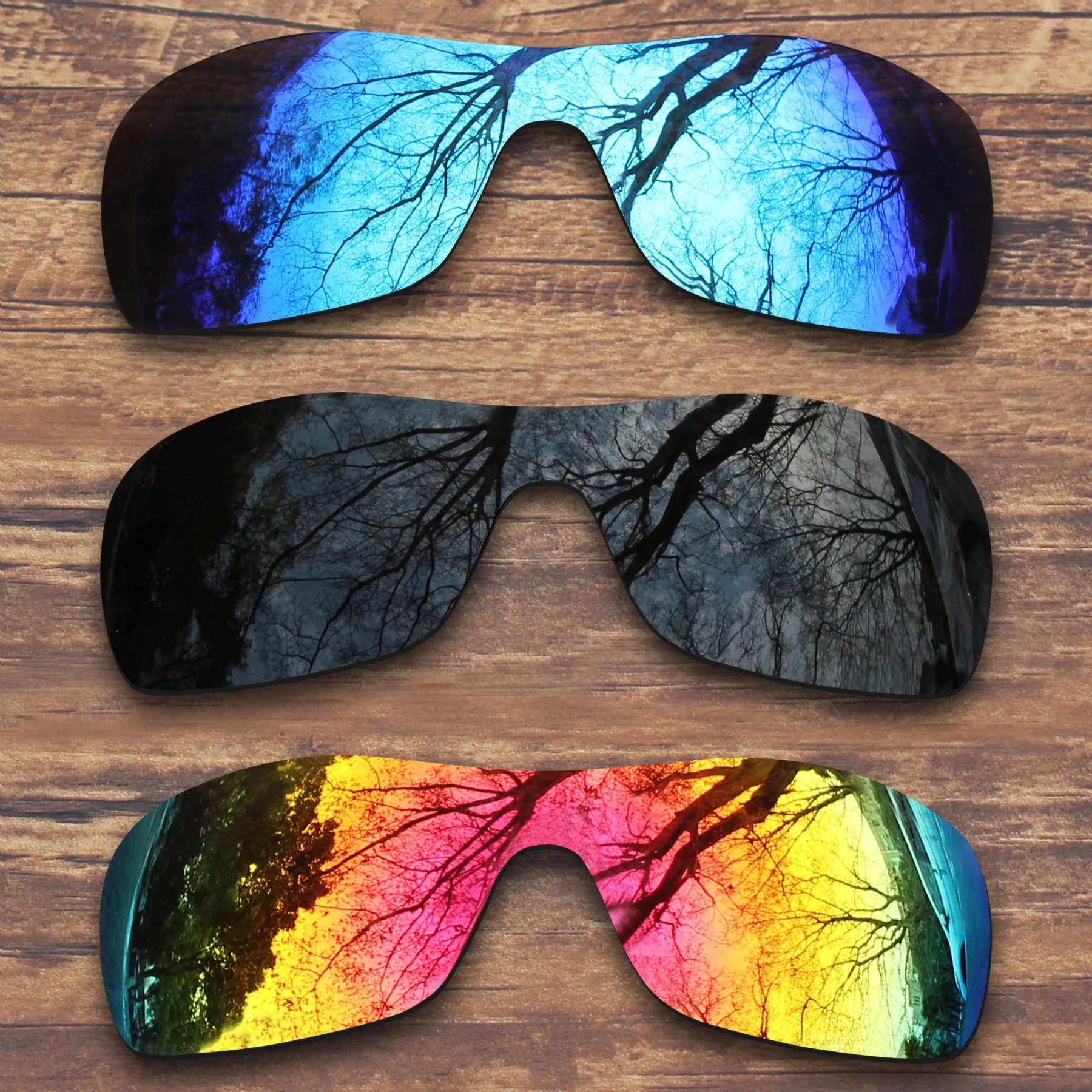 

Millerswap 3 Pieces Black.Fire Red.Blue Polarized Replacement Lenses for Oakley Antix Sunglasses