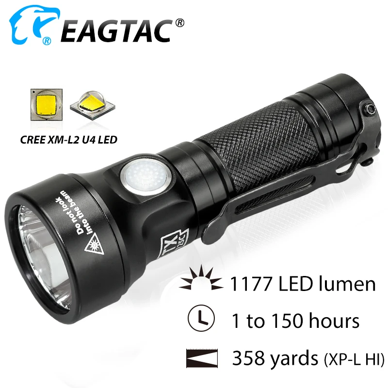 EAGTAC TX25C SFT40 Compact EDC Flashlight 1177 Lumens Long Distance CR123A Pocket Light Side Switch Clip Magnetic Tailcap