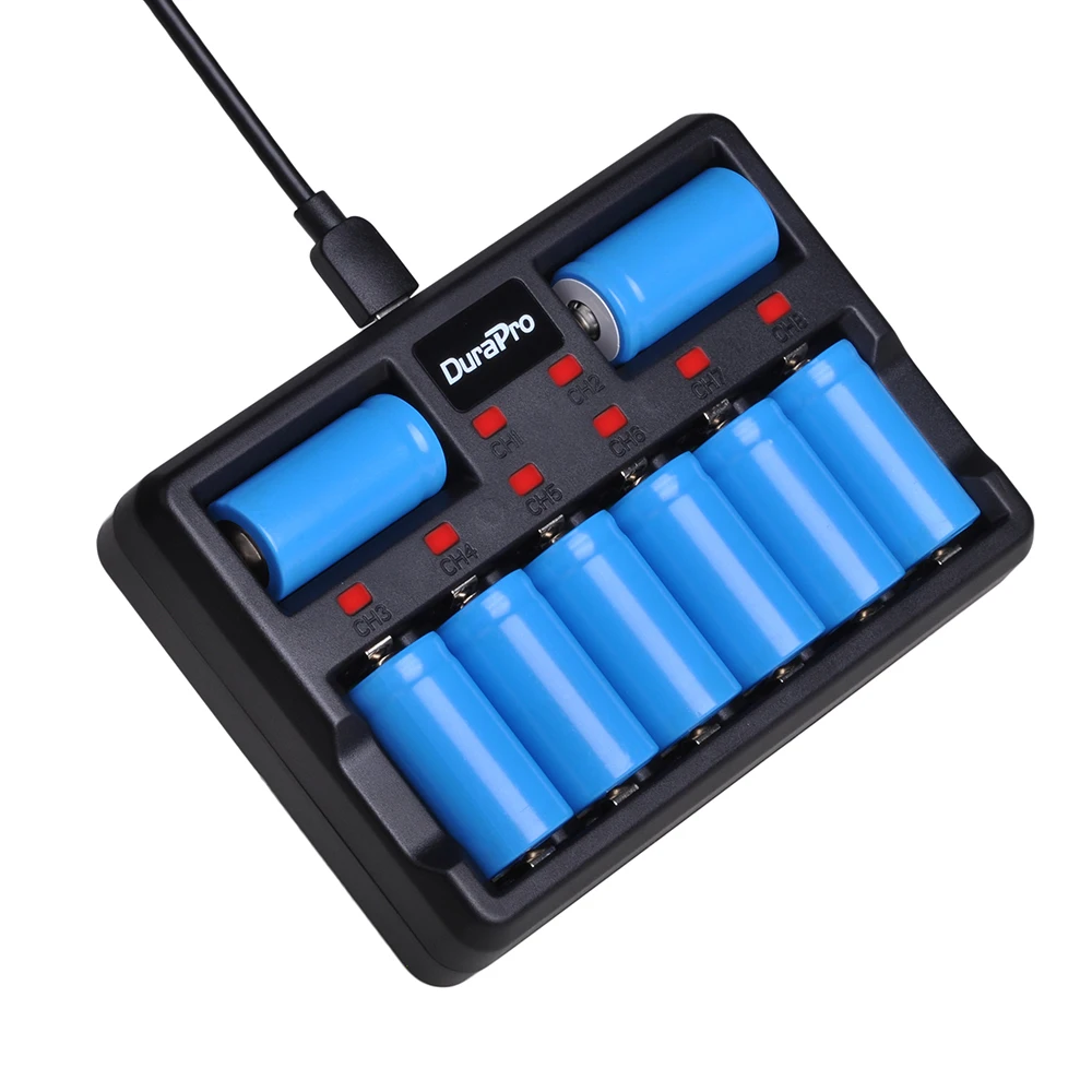 Durapro RCR123A 16340 Li-ion Battery Charger for Alro Wifi Camera VMC3030 VMK3200 VMS3330 3530 3430 Battery with 8-slot