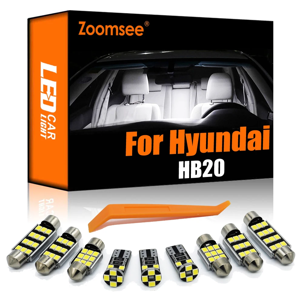 Zoomsee 11 шт. светильник для Hyundai HB20 HB20S HB20X 2013-2016 2017 2018 2019 Canbus Автомобильная Внутренняя купольная лампа для чтения багажника