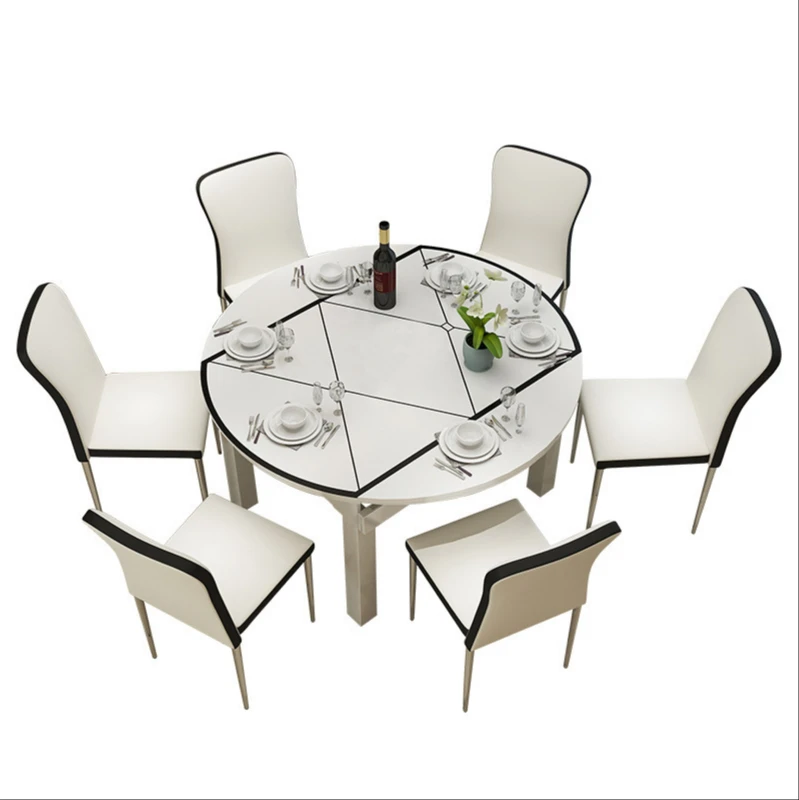 

table and chair modern simple living room small family telescopic folding household round dining table