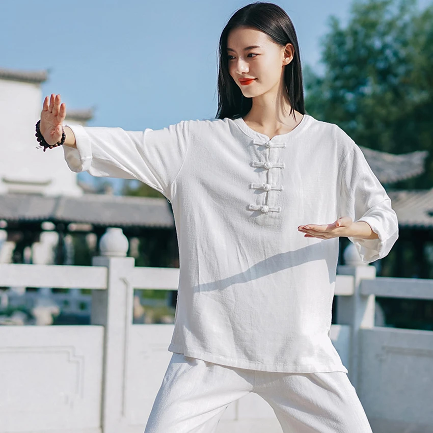 Traditional Chinese Wing Chun Clothing Suit Style Women Linen TaI Chi Uniform Morning Exercise Judo Kung Fu Uniform Martial Arts