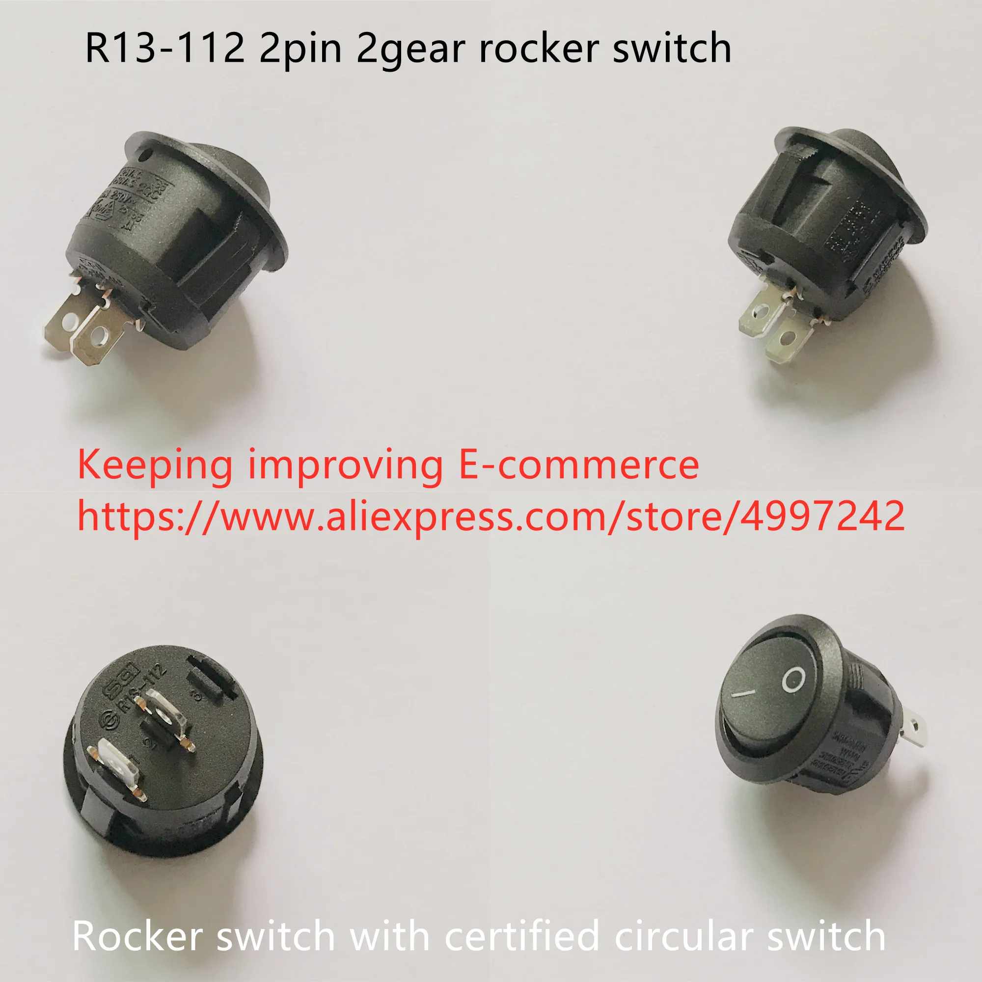 

Original new 100% R13-112 2pin 2gear rocker switch with certified circular switch