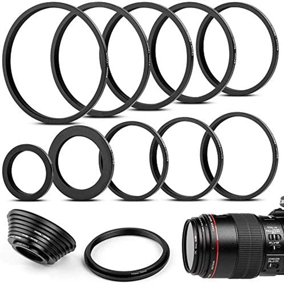 Adattatore Filtro Step-Up 62mm A 77mm In Alluminio Anodizzato Nero Opaco Per Obiettivi E Filtri