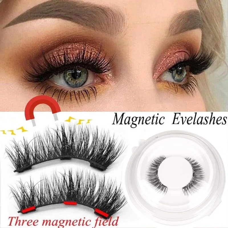 3D Magnetische Wimpers Met 3 Magneten Magnetische Lashes Natural Lange Valse Wimpers Magneet Wimper Extension Make Gereedschap