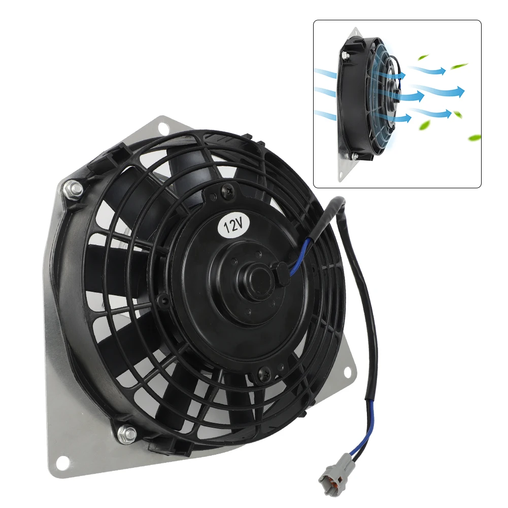 For Yamaha Raptor 700 700R ATV 2006-2012 Radiator Cooling Fan Motor With Aluminum Mounting Brackets Waterproof 1S3-12405-00-00