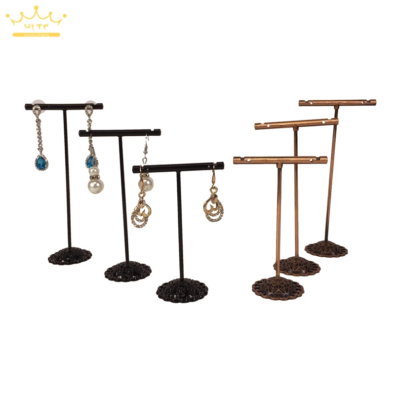 T Bar  Earring Stand Showcase Holder Stand 3Pcs/Set Earring Jewelry Display Rack Metal Earring Stud Necklace Organizer Ornament