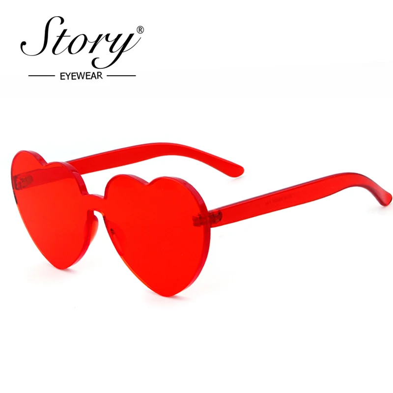 

STORY Luxury Italy Brand Rimless Sunglasses Fashion Heart Shaped Women Glasses Transparent Clear Lens Cute Sun Glasses For Women