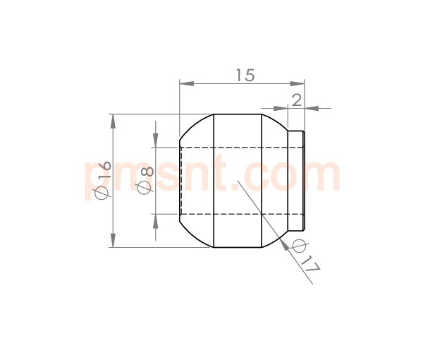 BUJ-556 S17 8x16x15mm Ball Spherical Iron Copper Brass Bronze Bush Sphere Electrical Fan Washing Machine Motor Bearing Bushing