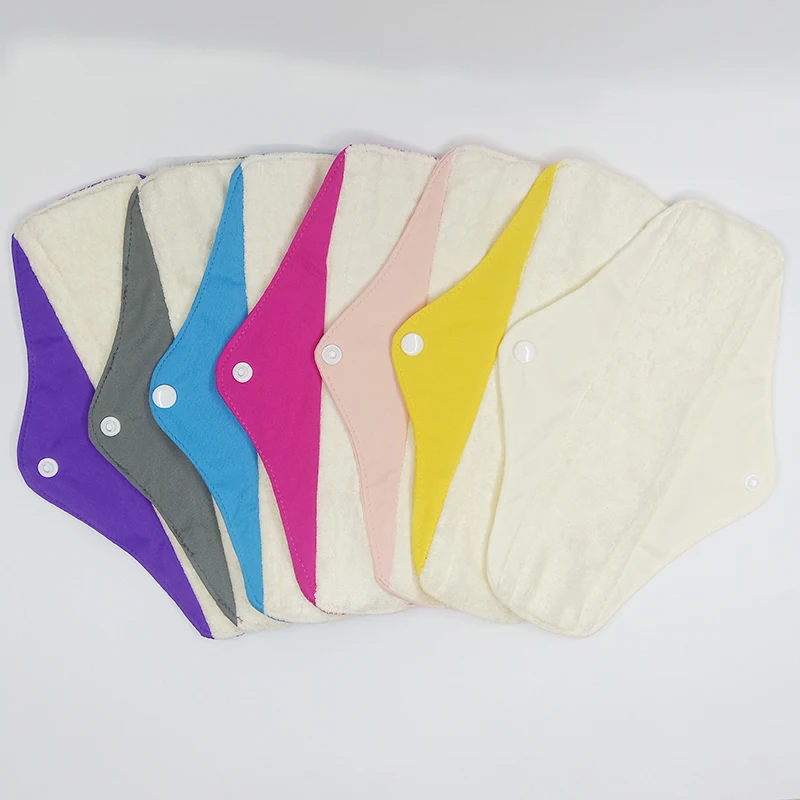 LECY ECO LIFE regular flow cloth menstrual pads with PUL color tab, washable bamboo terry inner day use sanitary napkin