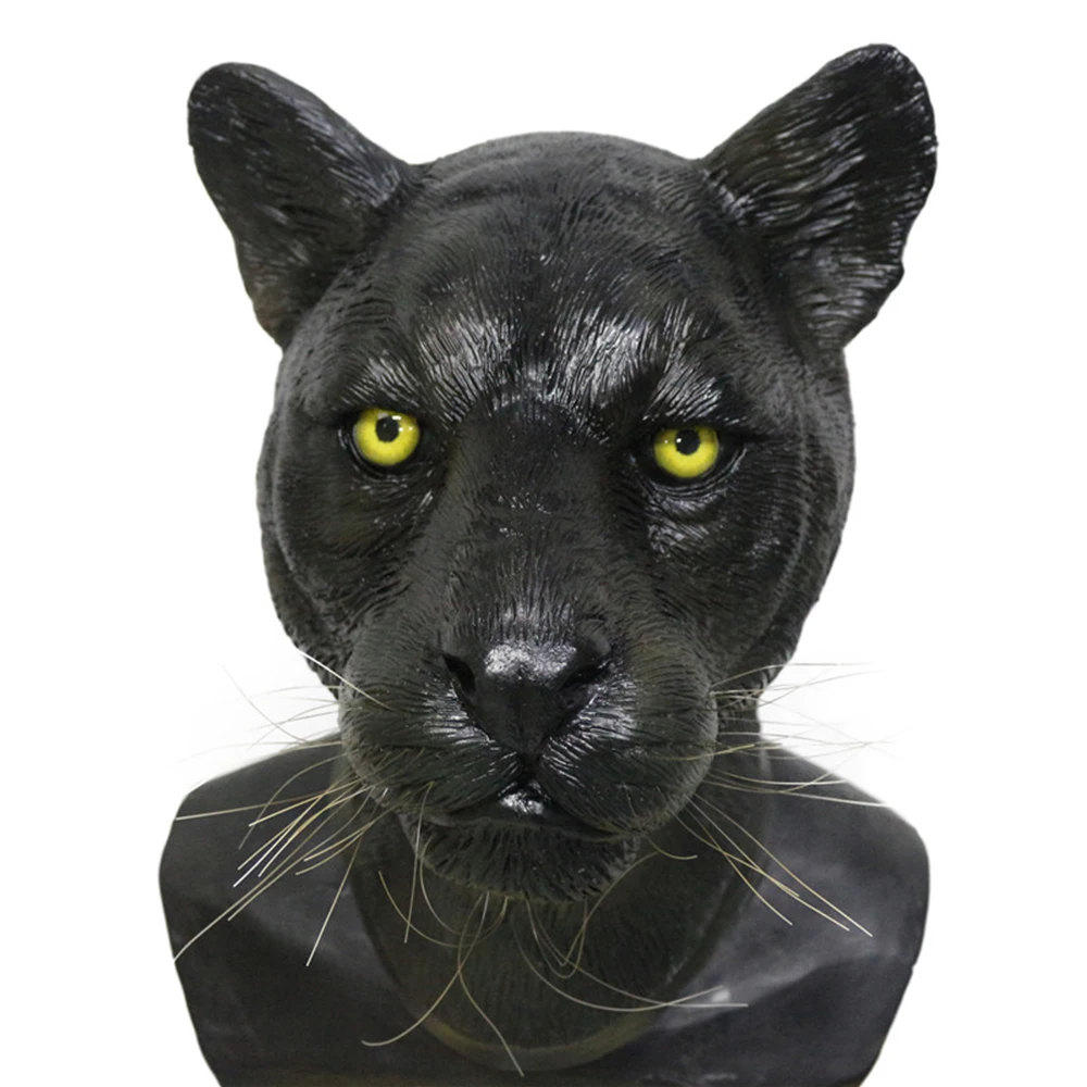 Latex Realistic Wild Cat Cheetah Panther Lion Jaguar Mask Props Halloween Party