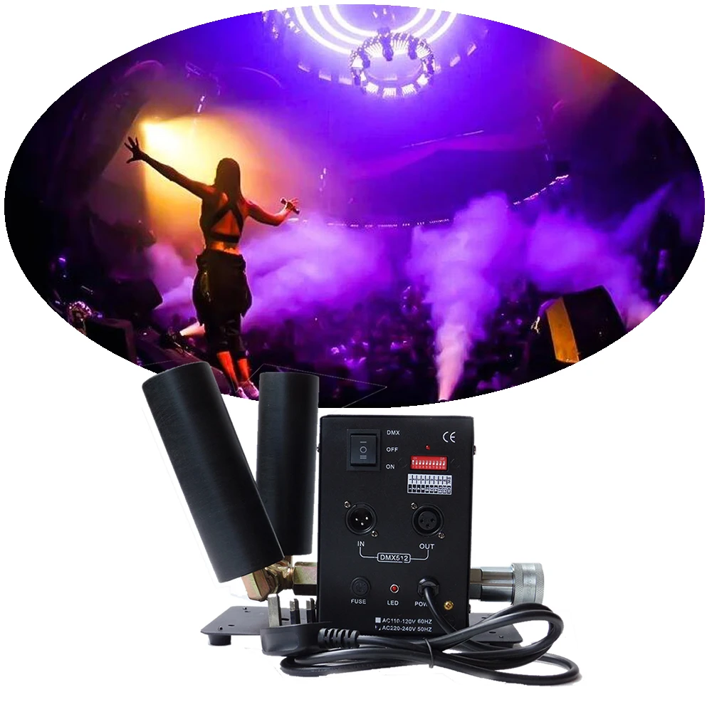 Máquina de chorro de Co2 de doble tubo para DJ, iluminación de escenario, efecto de luz de discoteca, máquina de humo para fiestas, espectáculos en vivo