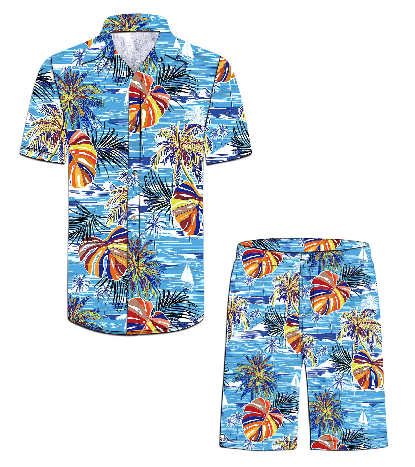 

2021 Summer Custom Cheap Wholesale Polyester Sublimation Printing Men's Hawaiian Shirts Beach Men's Breathable Quick Dry Shirts