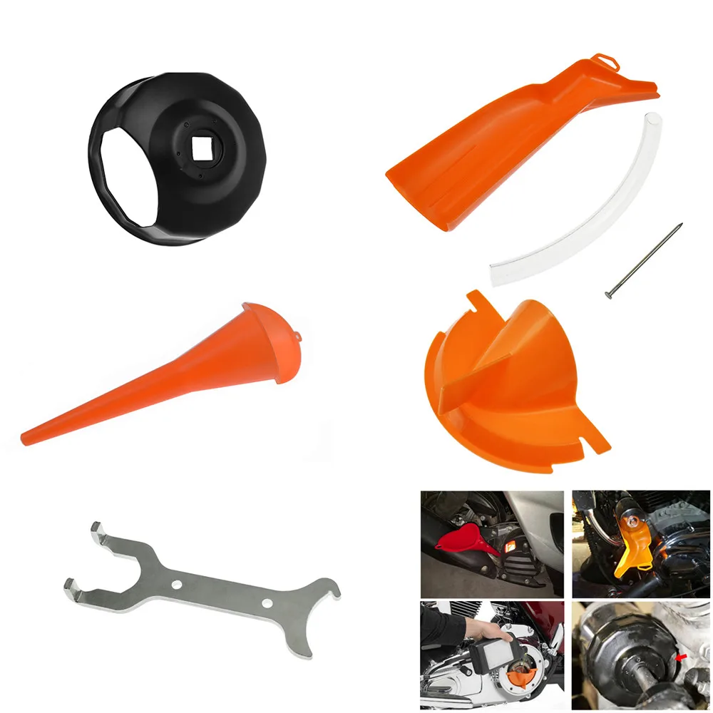 HDBUBALUS Entonnoir de remplissage de carter primaire pour remplissage d'huile anti-goutte avec clé à filtre à huile et bouchons de vidange primaires compatible avec Harley HDBUBALUS Entonnoir de remplissage de carter primaire pour remplissage d'huile anti-goutte avec clé à filtre à huile et bouchons de vidange primaires compatible avec Harley