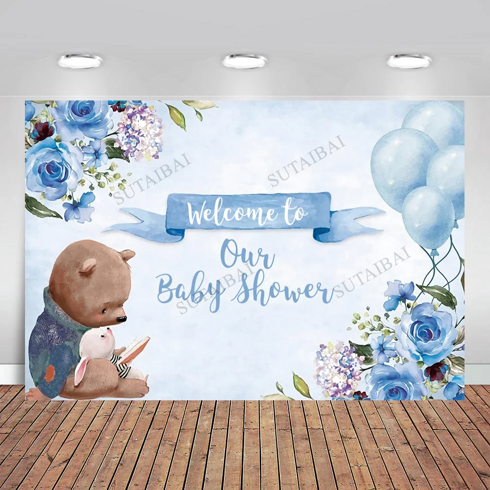 Baby Shower Bluey Beautiful Bear Photograph Wallpaper Backdrop for Photo Background Photography Studio Photophones for Photos