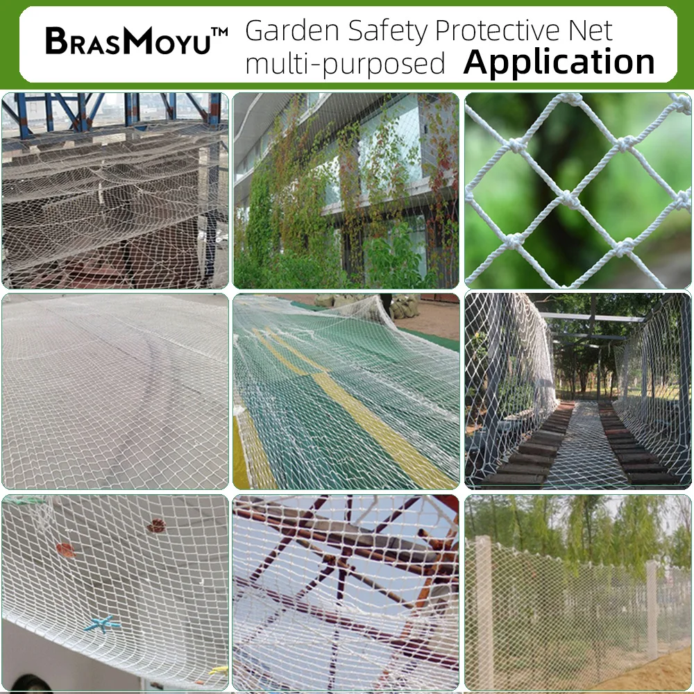 BRASMOYU Dia 4/5/6MM Mesh 3/5/10CM Kids Outdoor Climbing Net Plant Fence Rope Netting White Cargo Mesh Garden Protective Nets