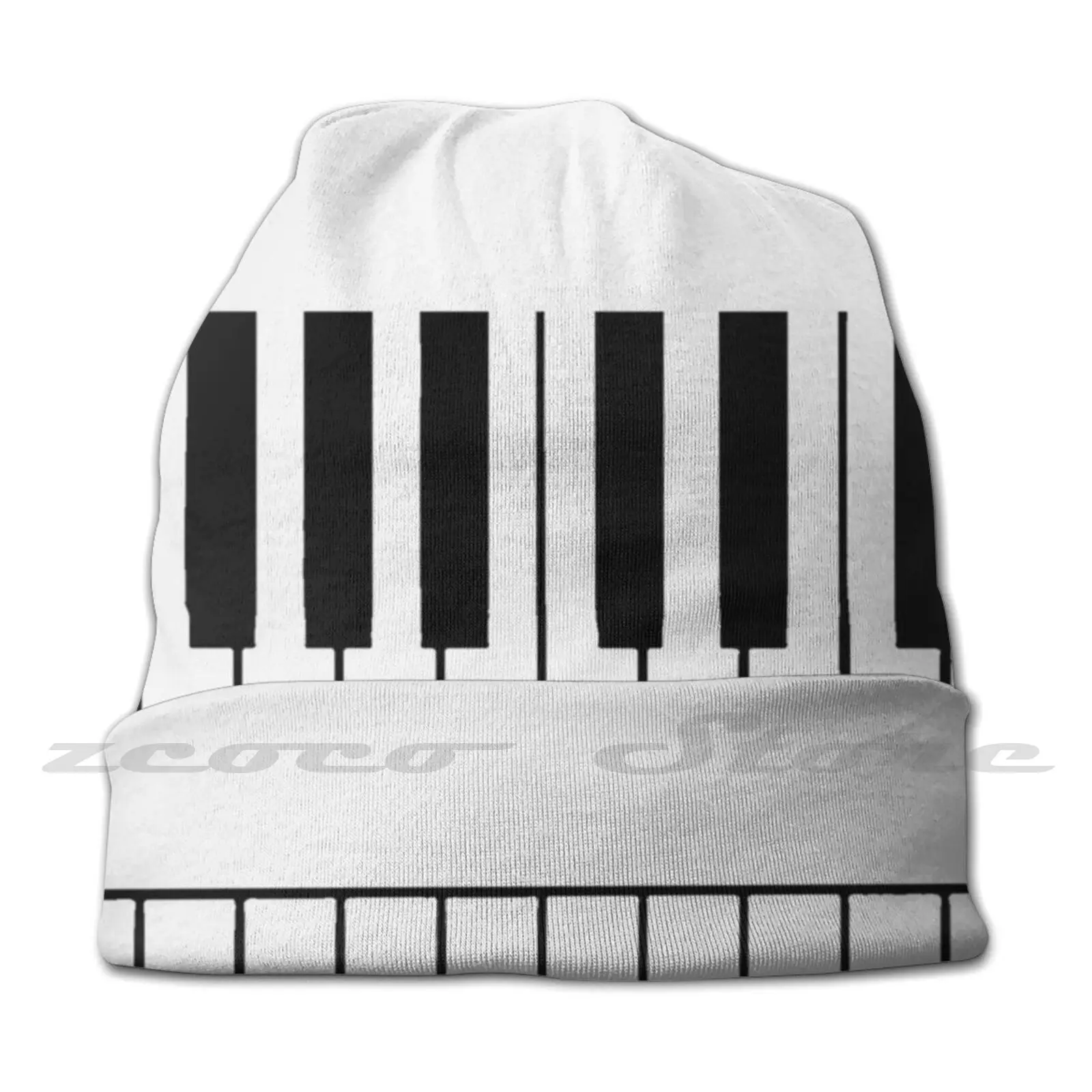 Piano Keyboard Adult Kids Knit Hat Hedging Cap Outdoor Sports Breathable Piano Keyboard Black And White Keys Octave Music Ebony