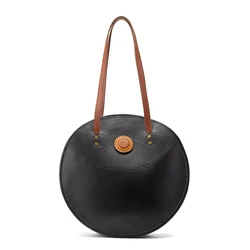 2025 Women's Large-Capacity round Fashion Bags First Layer Cowhide Work Commuting Leisure Shopping Bags Stylish Travel Bag