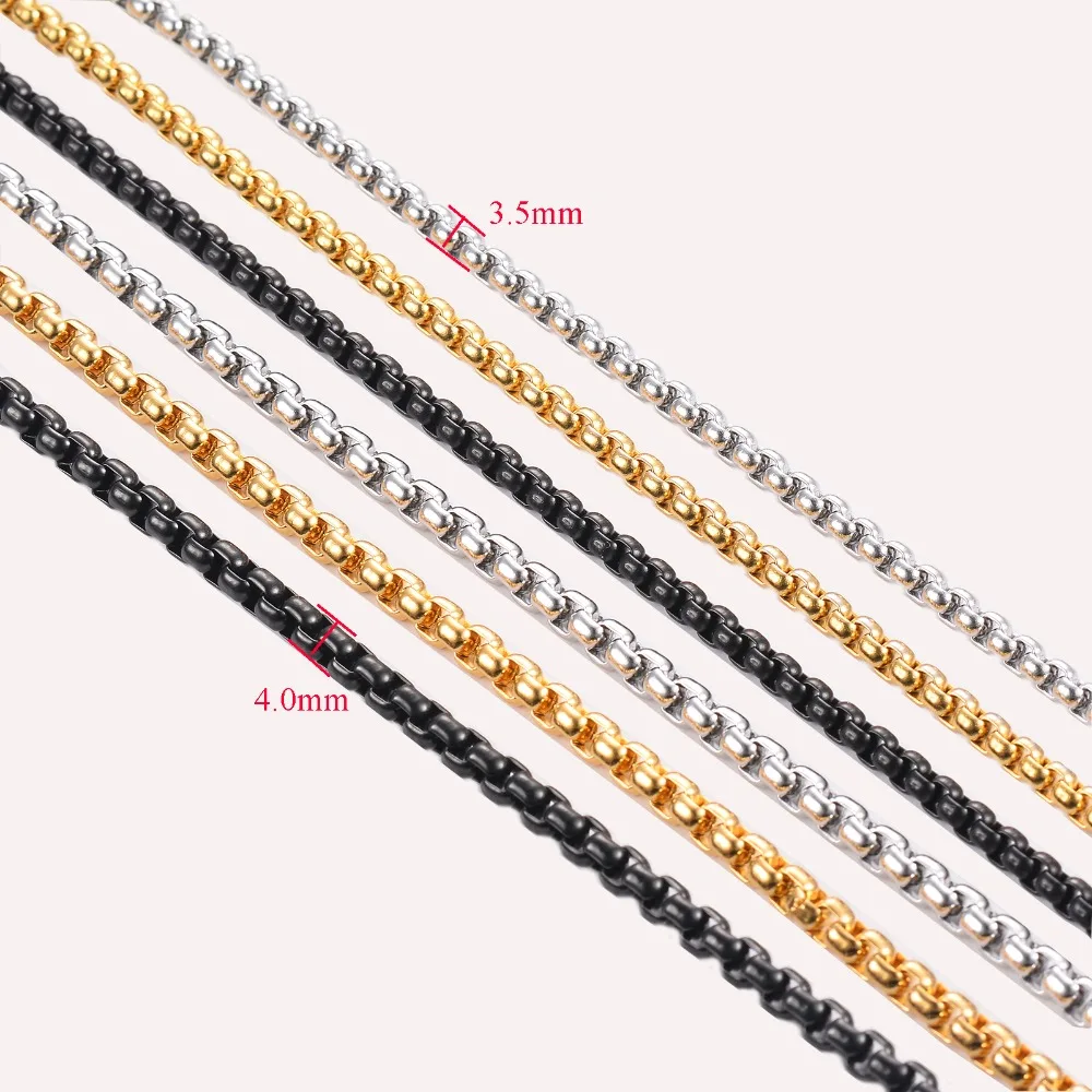 1 Stück 3,5mm/4mm Edelstahl Quadratische Perlenkette Figarokette für Anhänger Herren Damen Halskette Schmuck – Detail 1