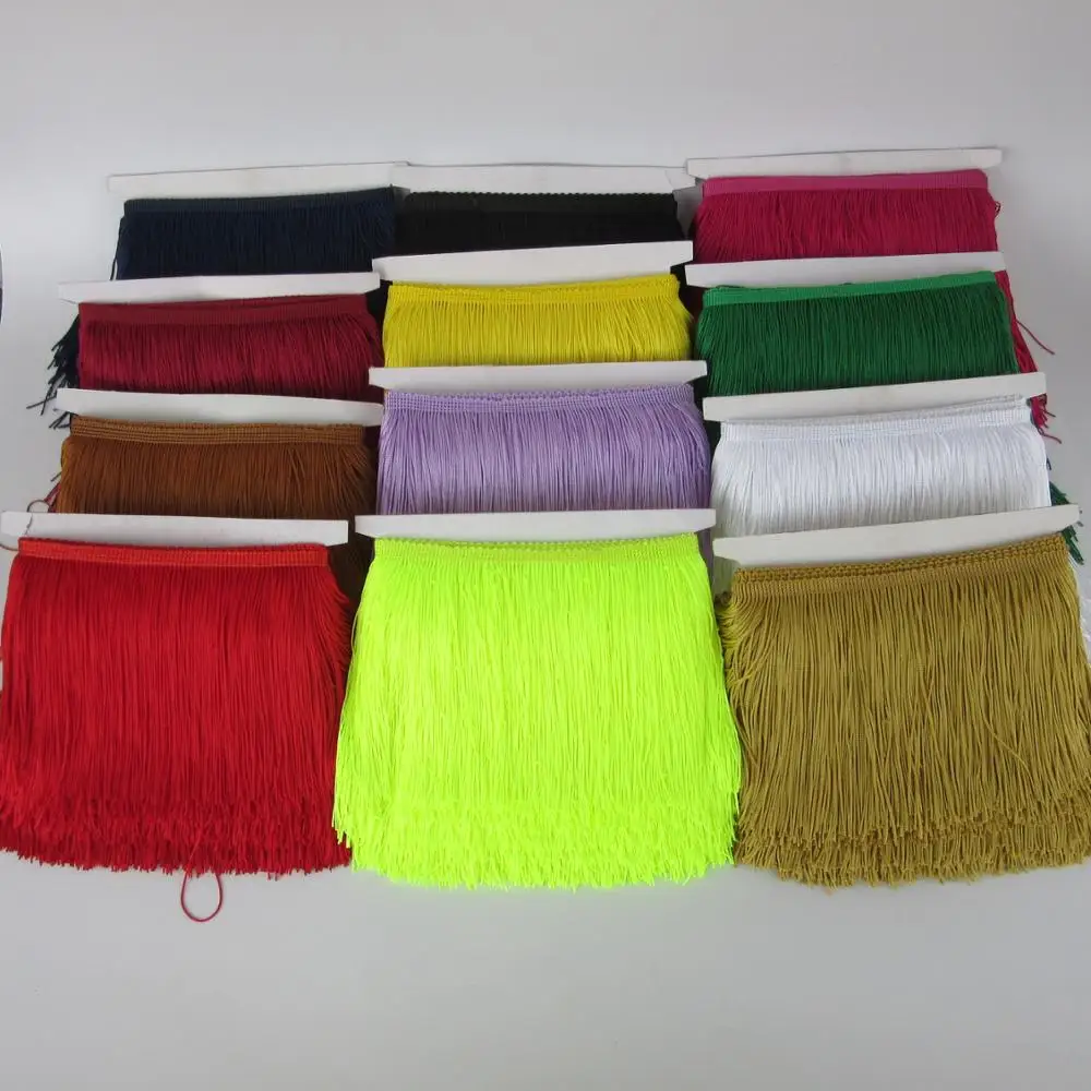 10 Yards of Pack 15cm Width Fringe Trim Lace Polyerter Fibre Tassel Clothes Accessories Latin Wedding Dress Tassel Ribbon Diy