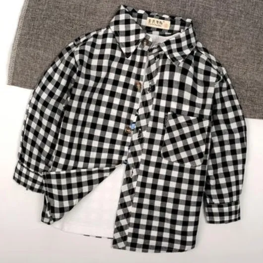 Hot Baby Boys Shirts Kids Fashion Boy Girls Cotton Tops Clothes For Spring Autumn Plaid Blouse Shirt For Children 1-10T
