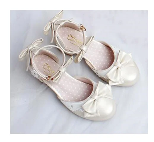 lolita shoes round head thick heel color matching cos women shoes cute bowknot kawaii shoes Japanese princess tea party sweet