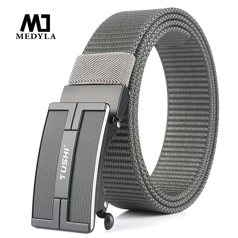 

Official Product Fashion Nylon Men Belt Alloy Automatic Buckle Casual Canvas Trousers Belt Tank Designer Belts Male Waist Strap