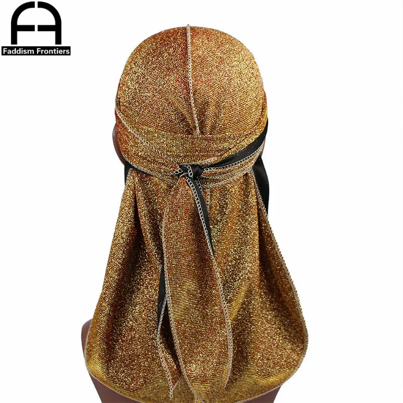 Unisex Men Women Shiny Silk Durag Long Tail Breathable Durag Bandanas Turban Hat Waves Cap Hair Cover Headband Headwrap Du Rags