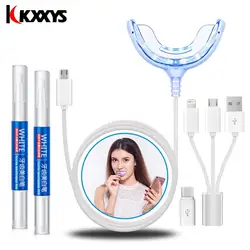 Sistema de blanqueamiento Dental con luz azul fría, dispositivo de blanqueamiento Dental con luz LED fría y portátil, tiene 2 Kit de Gel de blanqueamiento Dental