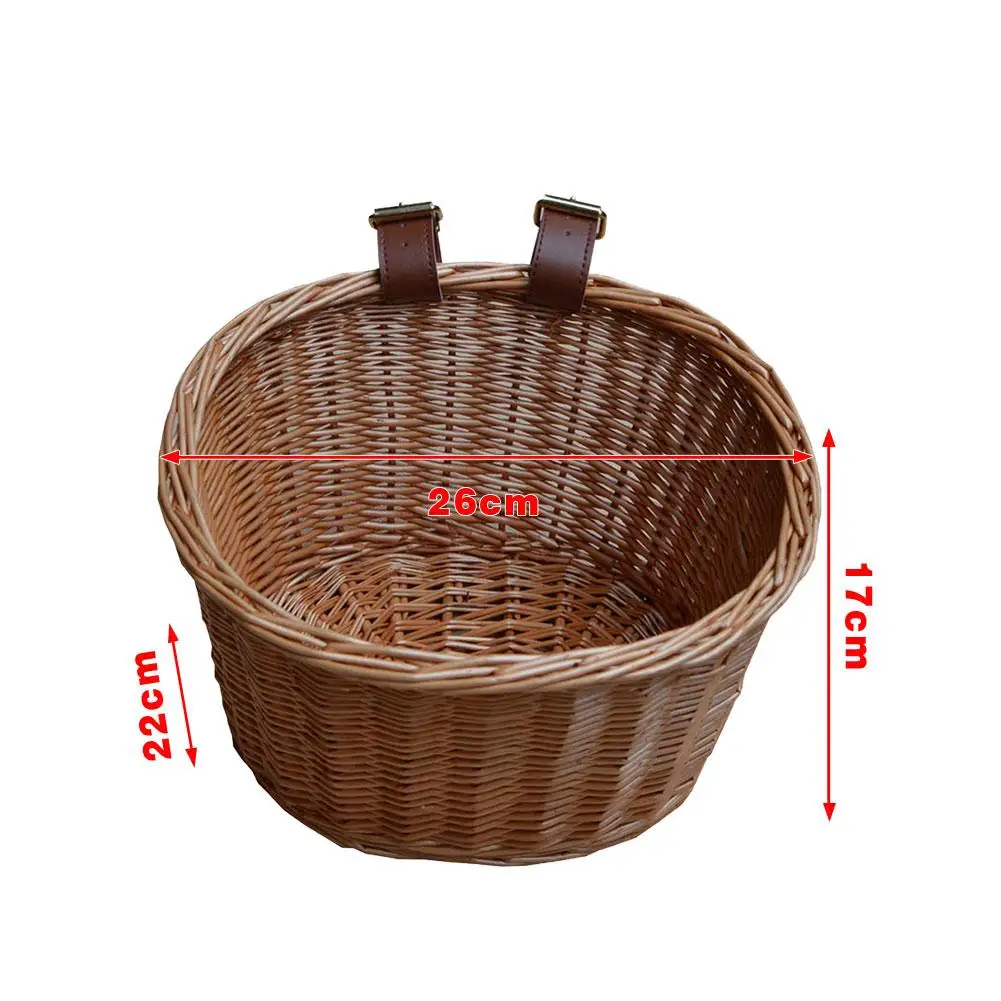 men women Wicker Bicycle Basket Portable Shopping Basket Mountain Bike Vegetable Basket Environmental Protection Front Basket