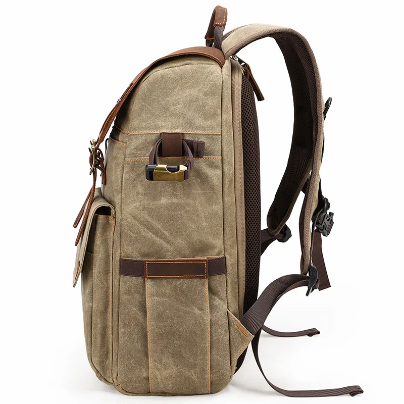 Casual waterproof canvas camera bag large capacity outdoor backpack digital video recorder waterproof SLR bag with tripod bit