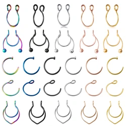 1pc Fake Piercing Nose Ring Hoop Septum Stainless Steel Clip Ear Lip Rings Faux Earring Non Piercing for Women Men Body Jewelry
