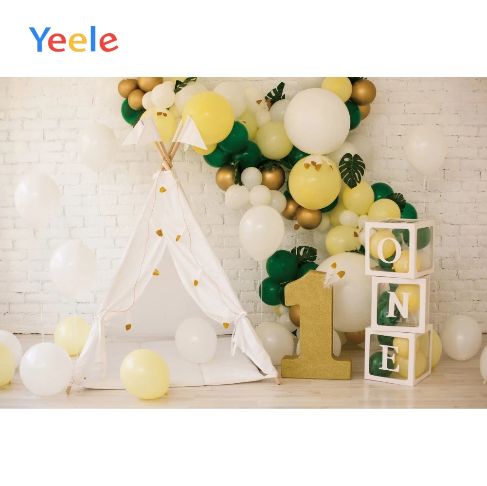 Yeele Baby Shower Backdrop Props Photozone Tent Trojan Horse Balloons Background Photography For Child Studio shoots Customized