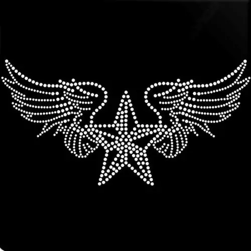 

2pc/lot star wings rhinestone transfers iron on rhinestone transfer designs hot fix rhinestone applique for embellish