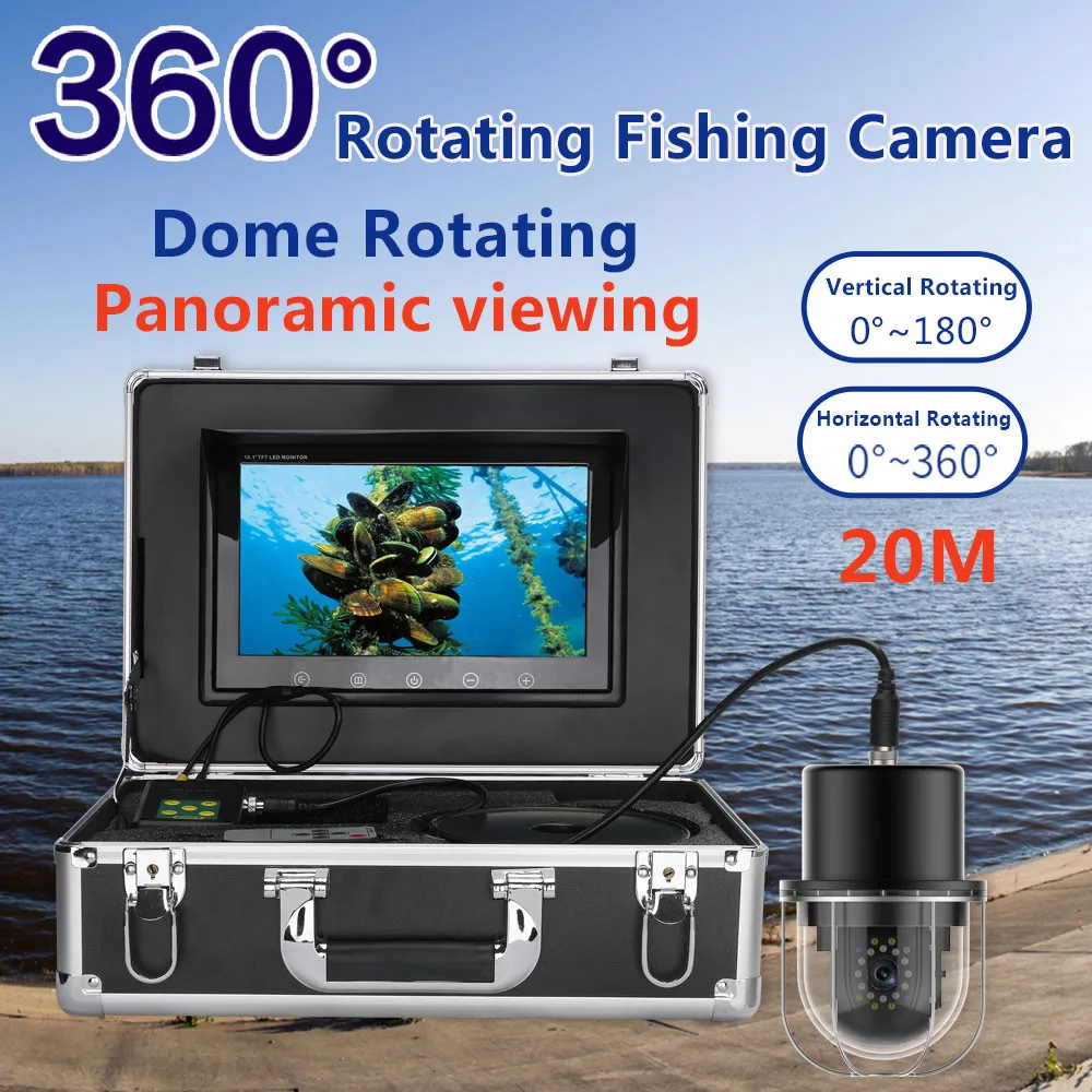 9 Inch 20m/50m/100m Underwater Fishing Video Camera Fish Finder IP68 Waterproof 20 LEDs 360 Degree Rotating viewing Camera