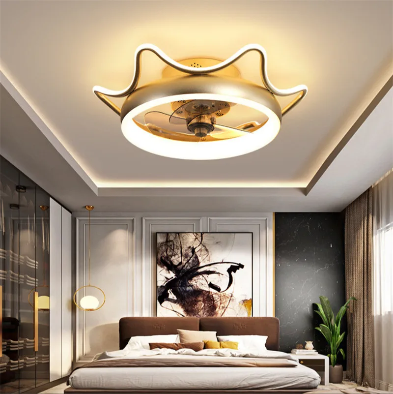 Crown Bedroom Light Chandelier Ceiling Light Fan Pendent Lamp Luxury Children's Room Girls' Room Droplight  Acrylic 48w 80w Lamp