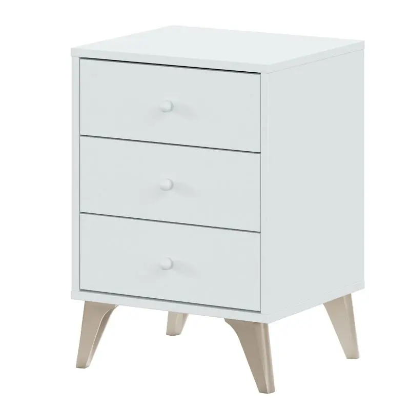 Bedside Table 3 drawers, Sweet table model, white furniture Artik bedroom. Measures: 40x34x56