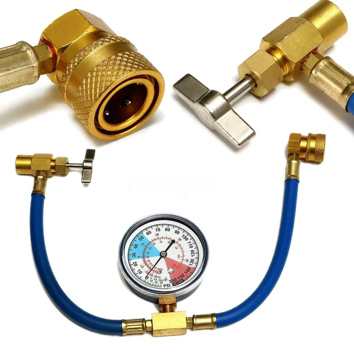 Car Air Conditioning AC R134A Refrigerant Hose Pressure Gauge Kits 600~300 PSI High Quality for Cars Recharge Hose Accessories