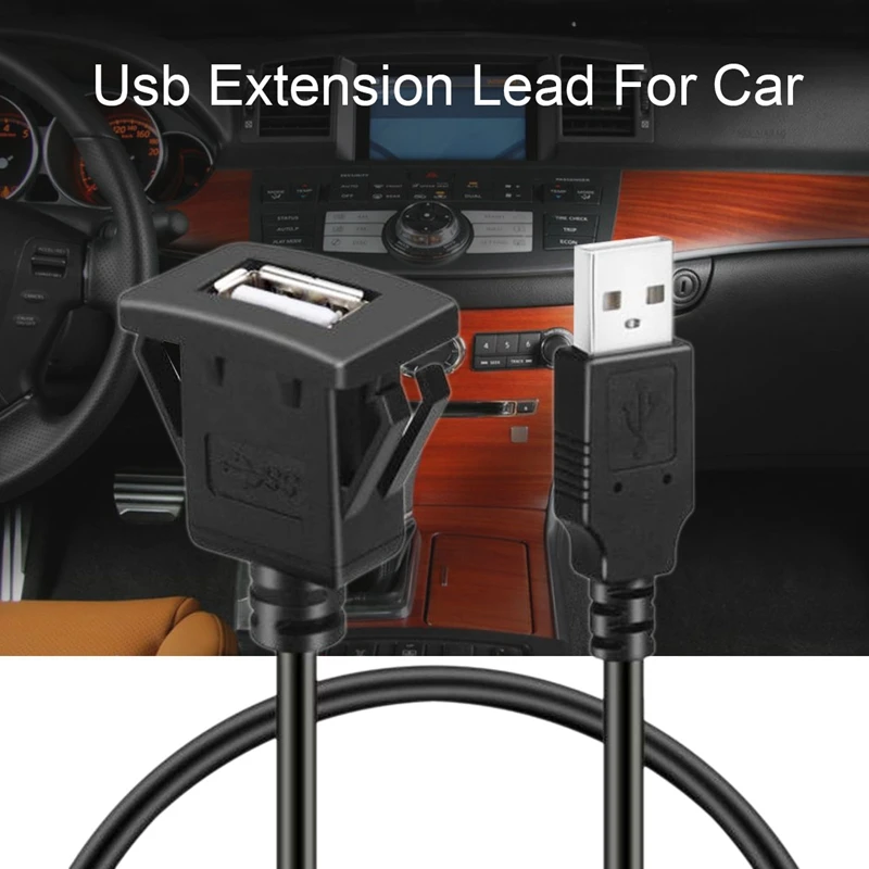 Mobil Dash Board Flush Mount USB Male untuk Perempuan Soket Ekstensi Panel Kabel 1M