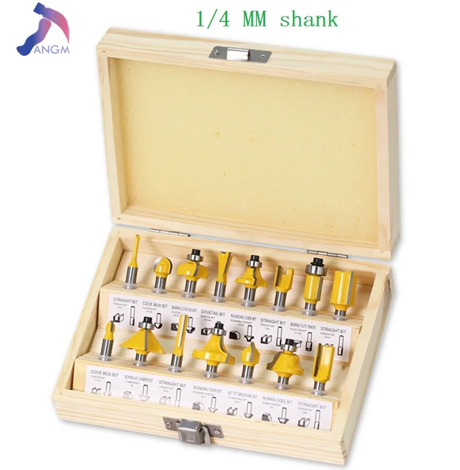 

15PC 1/4 Shank Woodworking Cutter Set Milling Cutter for Woodworking Tools Wood Grooving