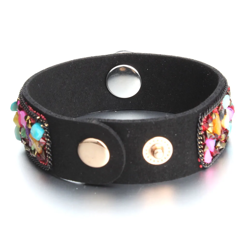 Hot Sale Snap Button Bracelet Bangle Snap Leather Bracelet Handmade Velvet Crystal Natural Stone Bracelet Fit 18MM Snap Jewelry