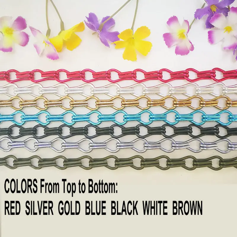 HQ DJ01 Decorative 2.0X12X24MM Aluminium Double Jack Chain Of Different Color Double Jack Chain For Door Curtain Chain