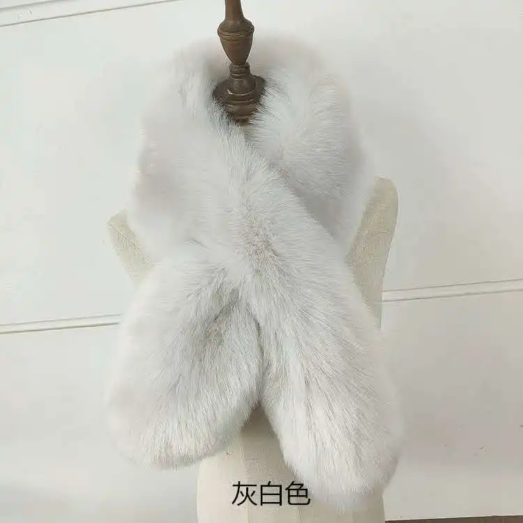 

Light gray Winter Warmer Faux Fur Scarf Women Lady Girl Fashion Thick Neck Plush Collar Scarves Ladies Girl False Accessories