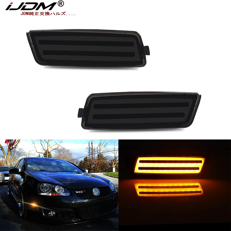 iJDM Bursztynowe światło obrysowe LED zderzaka bocznego do Volkswagen 2006-2009 MK5 Golf/GTI Rabbit, 2005-2010 Jetta, OEM przednie światła obrysowe boczne