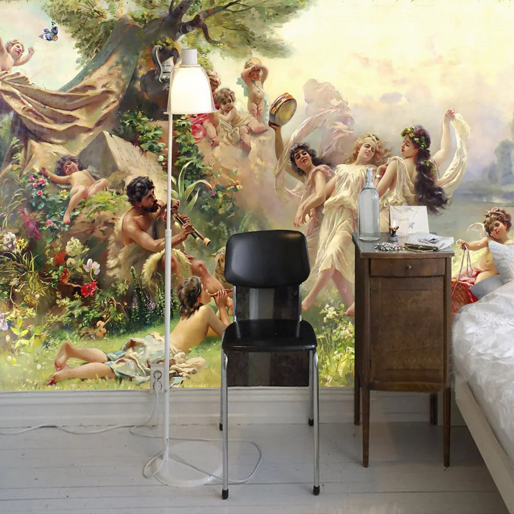 Papel de parede com pintura personalizada estilo europeu pessoas pintura a óleo decoração para parede sala de estar quarto tela de decoração pintura de casa imagem