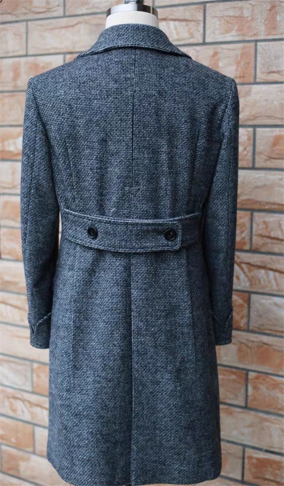 Traje de invierno para hombre, esmoquin de fiesta con solapa y muescas a medida, abrigo largo, una pieza