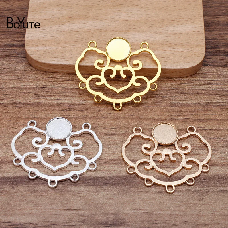 BoYuTe (10 Pieces/Lot) 41*46.5MM Metal Alloy Longevity Lock with 12MM Blank Tray Base DIY Hand Made Jewelry Accessories Parts