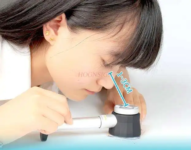 

Handheld magnifying glass with 45x LED, equipped with light and scale measurement, clearing and recognition tool