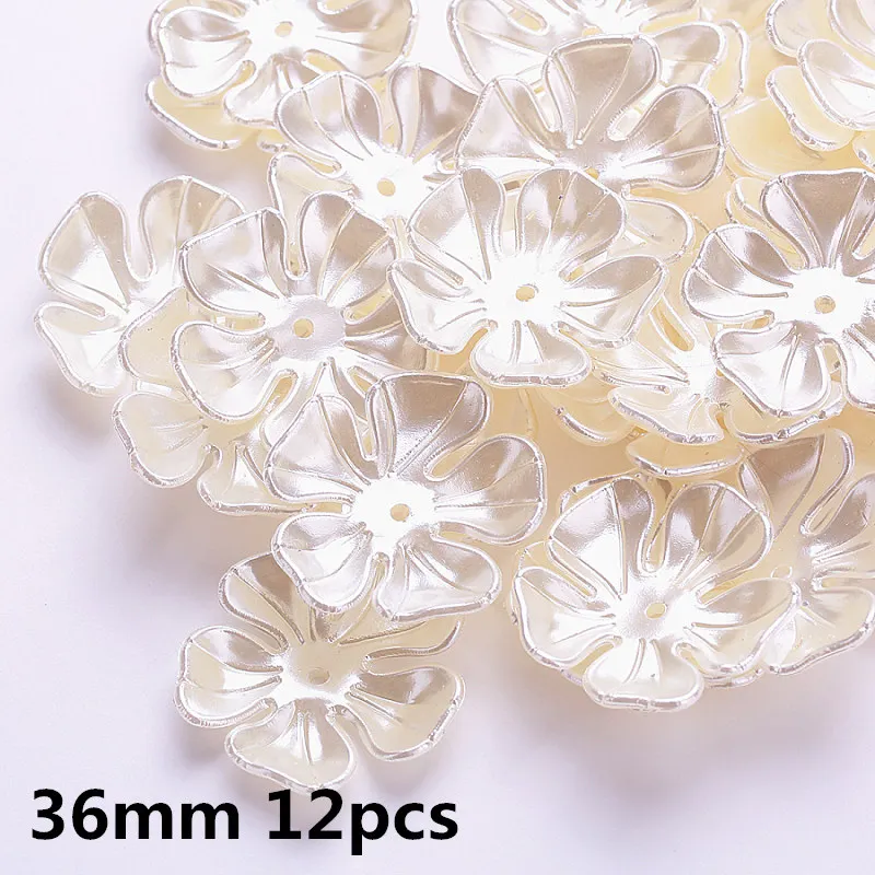 Ivory/White Multi design ABS Pearl Bead Caps Imitation Plastic Flower Beads for Floral receptacle  DIY Spaced Apart Jewelry