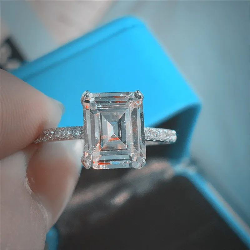 Emerald cut 3ct Lab Diamond cz Ring 925 sterling silver Engagement Wedding band rings for women men Fine Party Jewelry